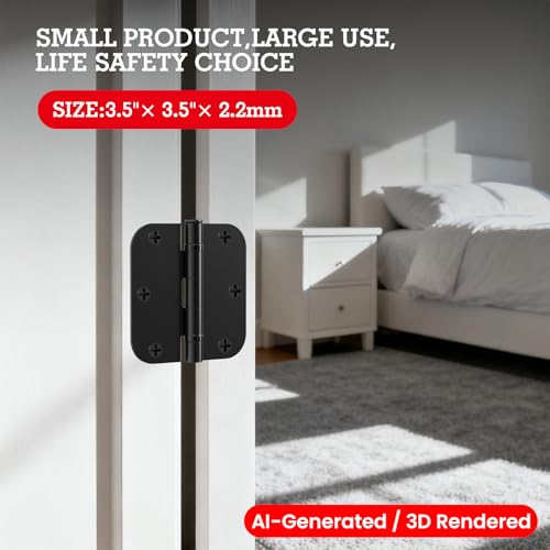 Rounded Matte Black Door Hinges 3.5 Inch 5 (Matte Black-Rounded / 36 Pack-Ball Bearing-lasting no squeak)