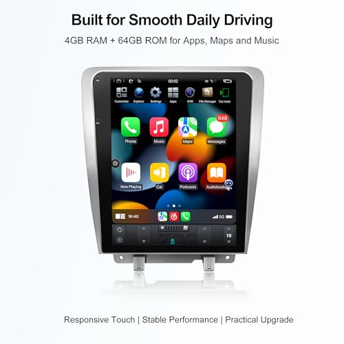 12.1 Inch Touchscreen Car Stereo Radio Head Unit for Ford Mustang 2010 (PX6 4G+64G+Car Play+Android Auto+Voice)