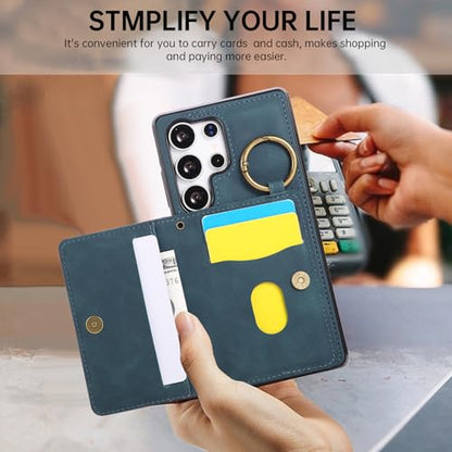 Compatible with Samsung Galaxy S23 Ultra 5G Wallet Case and Screen Protector Crossbody Shoulder Strap Stand Card Holder Magnetic Car Mount Cell Phone Cover for S23Ultra 23S 23Ultra Women Men Green (Green / for S23 Ultra)