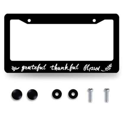 Thankful Grateful Blessed License Plate Frame Christianity License Holder (Thankful Grateful Blessed-2)