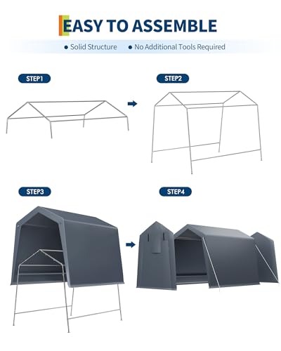 6x6 Ft Carport Heavy Duty Tent with Roll (Double Gray)