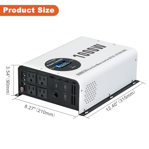 1000W Power Inverter Pure Sine Wave 12V DC to 120V AC (1000W-Wireless / 12V)