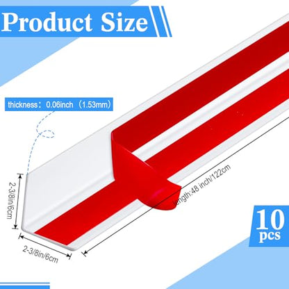 10 Pcs 2-3/8 x 48 Inches Wall Corner Protector Guards with Self Adhesive, White Vinyl Corner Trim Molding Plastic for Wall Furniture Door Tables Cabinet Edge, Avoid Scratching, Easy Install (2-3/8 x 48 Inches / White)