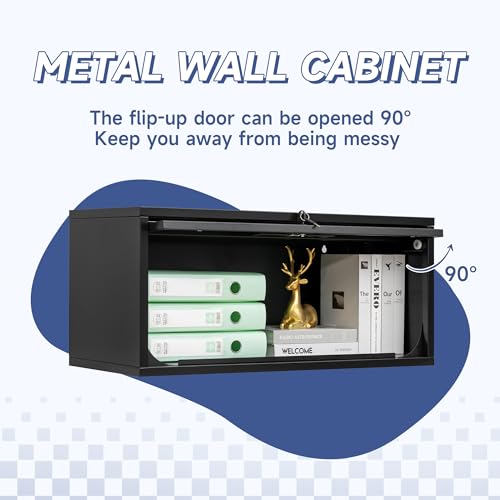 Metal Wall Storage Cabinet with Up (13.8"H / Black)