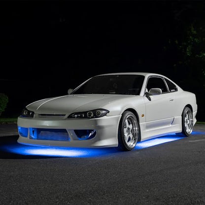 4pc Blue Slimline LED Car Flexible Underglow Lighting Kit