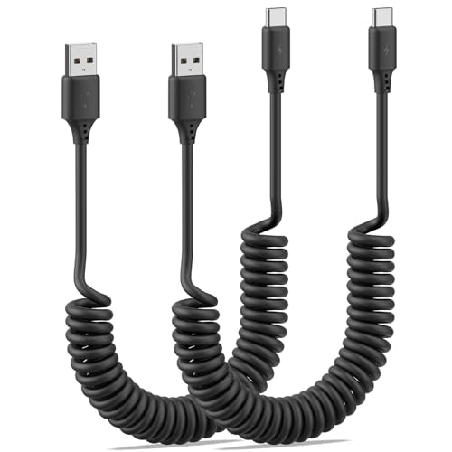 Coiled USB to USB C Cable (USB A to USB C)