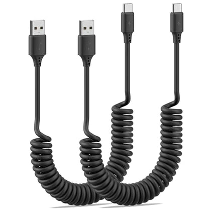 Coiled USB to USB C Cable (USB A to USB C)
