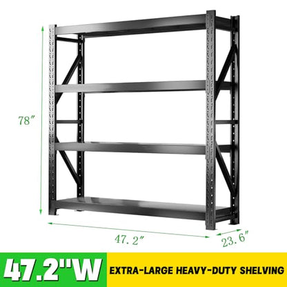 3000LBS Heavy Duty Storage Shelves (47.2''W x 23.6''D x 78''H / Classic Black)