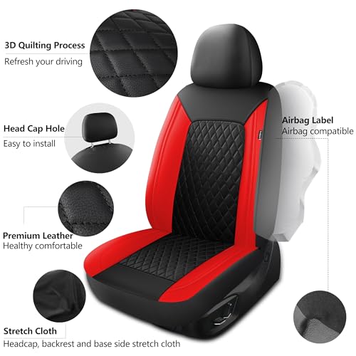 Faux Leather Front Car Seat Covers (N1 Black Red / Front Seat)