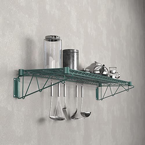 14" x 60" Green Epoxy Wire Wall Mount Shelf (Green / 14" x 60")