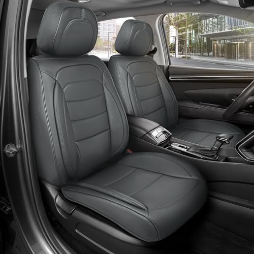 Curated Prestige Leather Seat Covers for Cars & SUVs (Charcoal/Black (Prestige) / Front Seats)