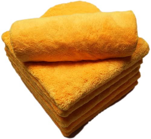 Plush Edgeless Microfiber Towel for Car (6Pack / Orange)