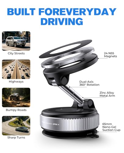 Magnetic Car Phone Holder for MagSafe (Silver)