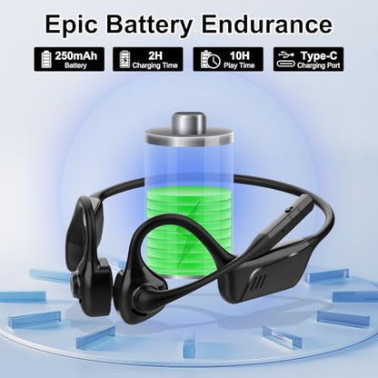 Open Ear Bluetooth Wireless Trucker Headset with Microphone (Black)