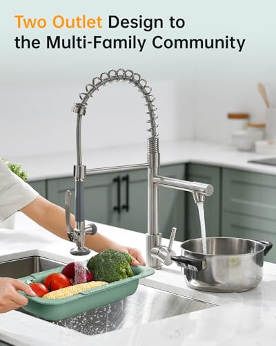 Commercial Pull Down Kitchen Sink Faucet with Sprayer Brushed Nickel (Brushed Nickel)