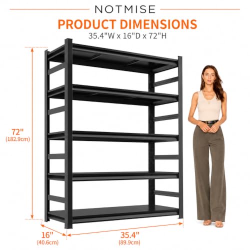 Metal Garage Shelving Unit (5-Tier, 36"W × 16"D × 72"H)
