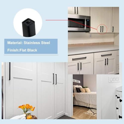 150 Pack 3-3/4 Inch Black Cabinet Handles Kitchen Drawer Pulls (Matte Black / 3-3/4 Inch Hole Centers)