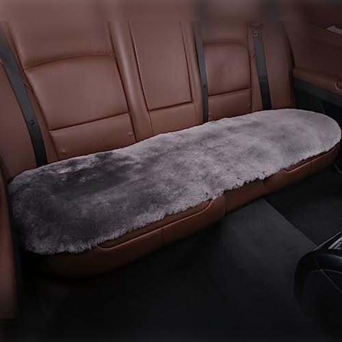 Genuine Sheepskin Car Rear Seat Cover for Fuzzy Fur Wool Cushion (Graphite)