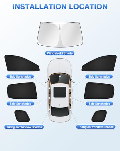 Window Shades for 2025 2026 Nissan Kicks Accessories Windshield Sun Shade Side Rear Window Covers Sunshade Sun Visor Shield Privacy Protection for Camping Keep Vehicle Cool Black 7PCS (Nissan Kicks 2025-Present)
