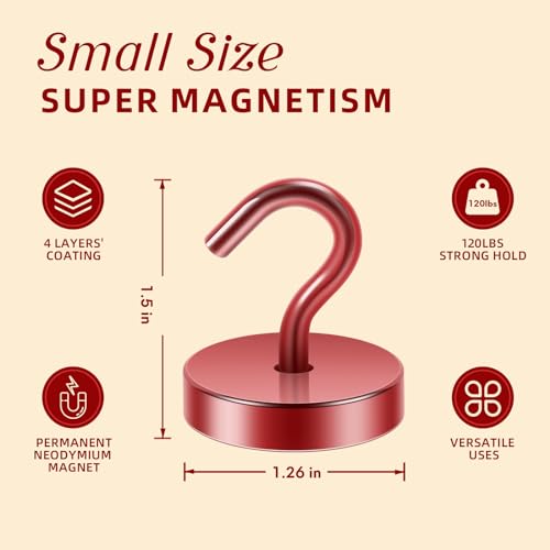 Magnetic Hooks Steel Tube Design for Cruise (Red / 130lb Magnetic Hooks)