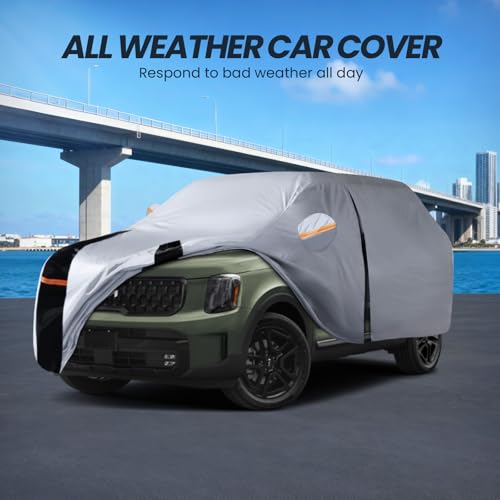 Multi Layer Car Cover Custom Fit for Kia Telluride (W.Custom Fit Kia Telluride / White Car Cover)