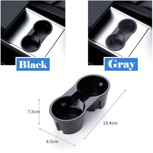 Car Center Console Cup Holder Insert Compatible with Tesla Model 3 & Y (Gray)