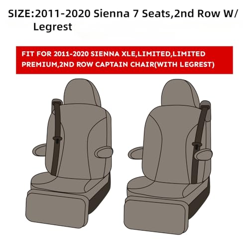 Sienna Seat Covers for 2011 (Leather (Burgundy) / 2011-2020 7 Seats, 2nd Row Captain Seats W/Legrest)