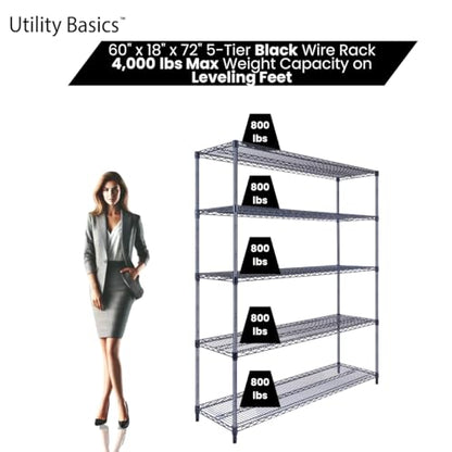 NSF Commercial 5 (60"18"x72" 5-Tier / Black)