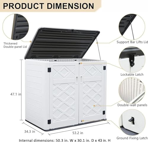 Larger Outdoor Storage Shed Weather Resistance (48 Cu.ft Off White Shed-01A)