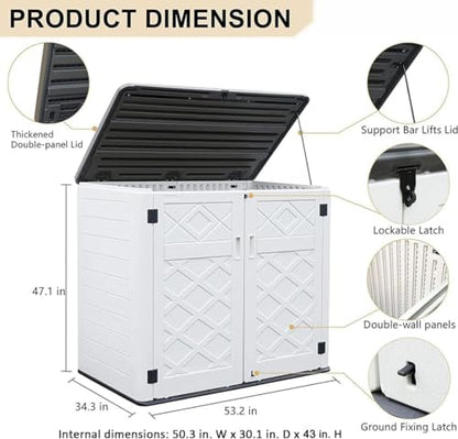Larger Outdoor Storage Shed Weather Resistance (48 Cu.ft Off White Shed-01A)