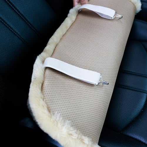 Genuine Sheepskin Car Seat Cover for Fuzzy Soft Fur Wool Cushion (Pearl)