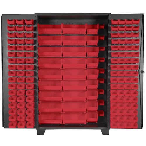 Tool Storage Cabinet with Bin Mounts (Red / 155 bins, 48" W x 24" D x 78" H)