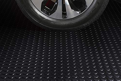Seamless Sheet Vinyl Shed Flooring Cover with Bonded Fibrous Backing (8' x 8' / Midnight Black)