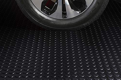 Seamless Sheet Vinyl Shed Flooring Cover with Bonded Fibrous Backing (8' x 8' / Midnight Black)
