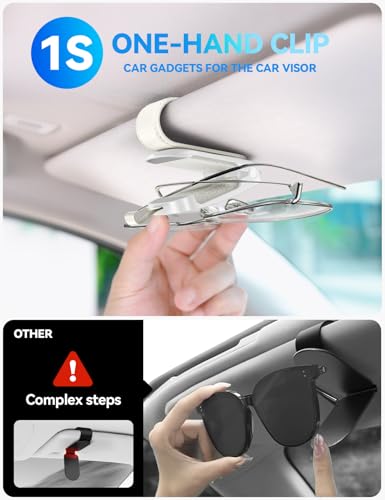 Magnetic Leather Sunglass Holder for Car Visor (1 Pack / White)