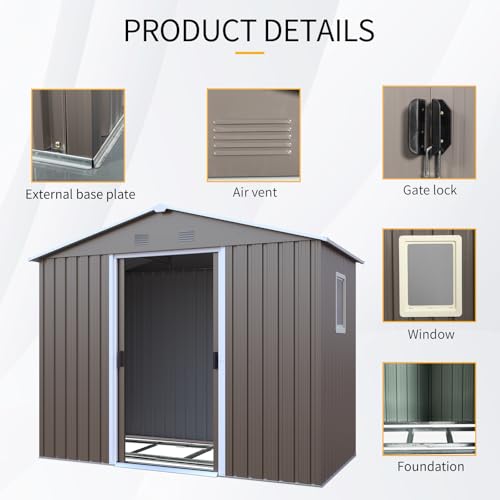 4x8 FT Outdoor Storage Shed (4x8 FT/Window / Warm Gray)