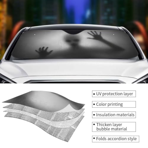 Alien trapped Car Windshield Sunshade Front Window Sun Visor Protector Foldable Shield Cover for Truck SUV (Black6 / Small)