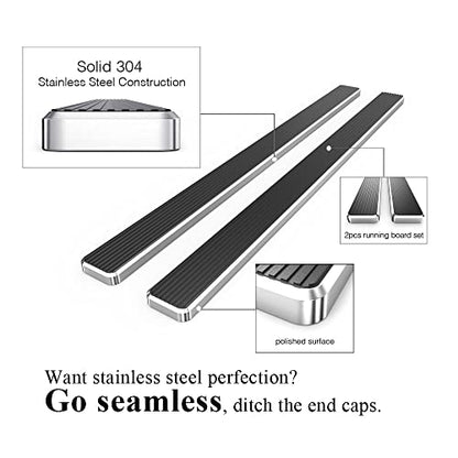 Wheel to Wheel Running Boards 6in Compatible with Ford F150 2015 (Silver / 6" W2W 6.5ft Bed)