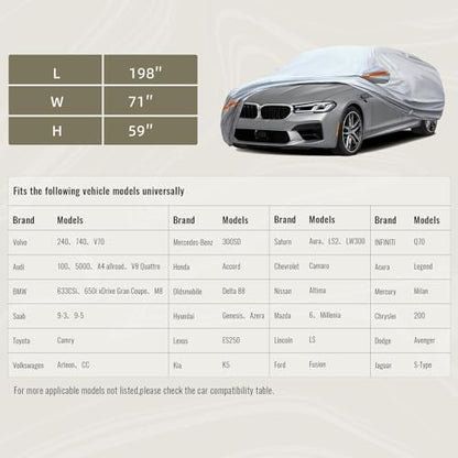 6 Layers Full Car Cover for Sedan (Orange reflective strip / Sedan-L ( Fit for Sedan 188"- 198" ))