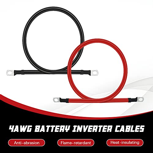 4 AWG Battery Cable 6FT 4 Gauge Pure Copper Battery Inverter Cables with 3 (6FT / 3/8")