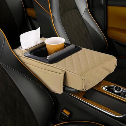 Beige Car Center Console Armrest Pillow (Beige Tan)