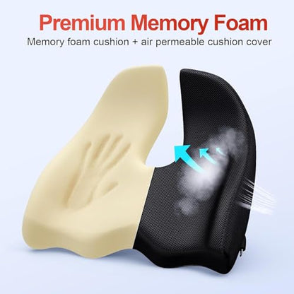 Large Ergonomic Seat Cushion Relieves Sciatica & Tailbone Pain (Black / Large)