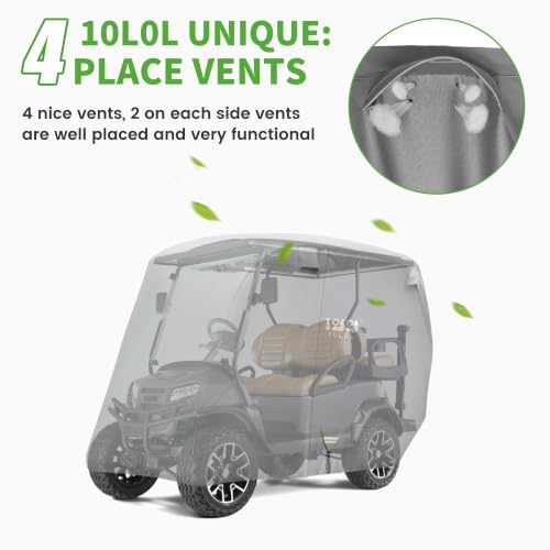 650D Golf Cart Cover for 2 (Grey / L-For 2/2+2/4 Passengers Cart)