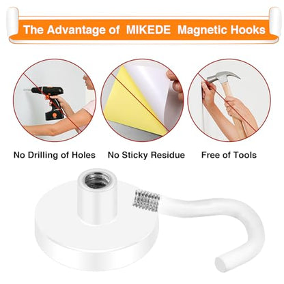 Magnetic Hooks 50LB+ Heavy Duty Magnet Hook for Cruise Cabins (White / 4Pack-40LB)