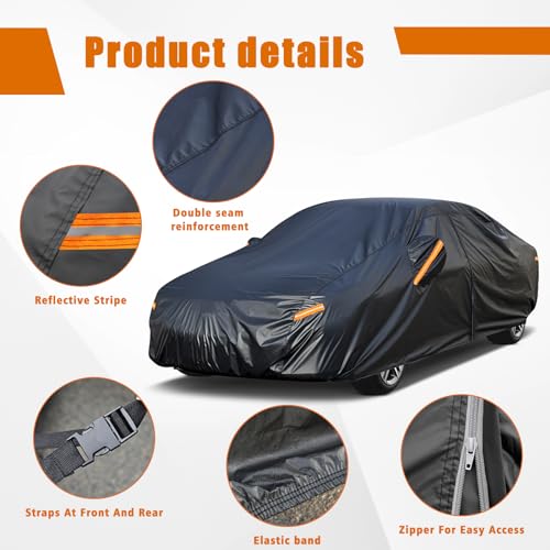 7 Layers Waterproof Car Cover for Nissan Maxima 1988 (PE-Black / Custom Fit Nissan Maxima)
