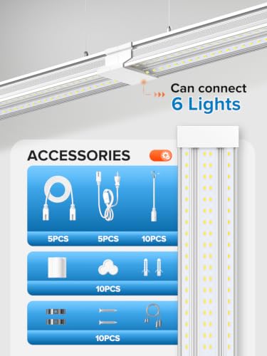 Commercial grade 10000LM 5000K 60W Linkable 4 Foot Led Shop Lights for Shop (4FT-W-60W-4PACK)