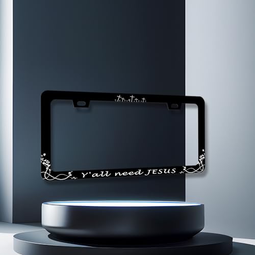 Stainless Steel Y'all Need Jesus Christian License Plate Frame 12.3 x 6.3In (Y'all Need Jesus)
