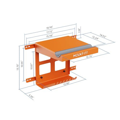 Bike Wall Mount Rack with Shelf and Hooks (Orange)