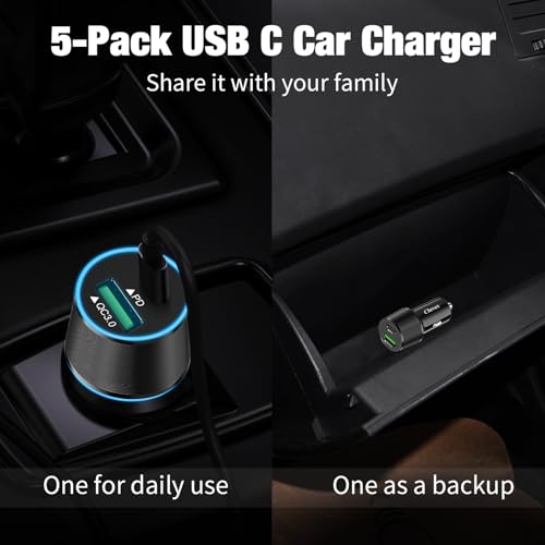 5 Pack 38W USB C Car Charger (CC003(5 Packs))
