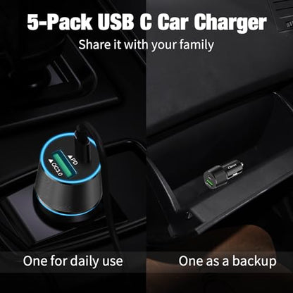5 Pack 38W USB C Car Charger (CC003(5 Packs))